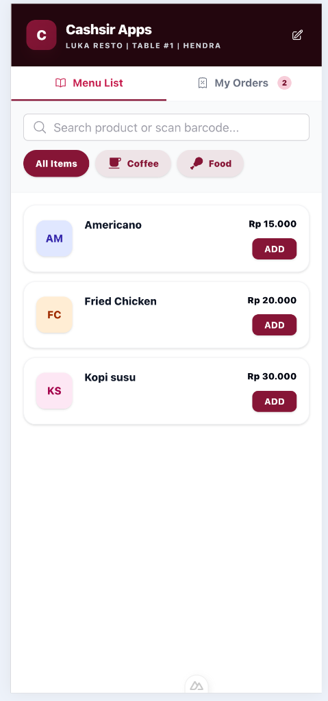 QR Menu Digital Pelanggan